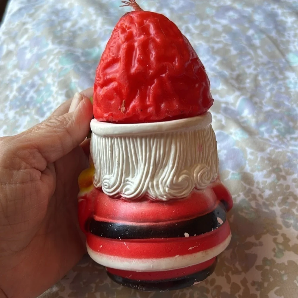 Santa Claus Vintage Plastic Figurines with Candle Hats